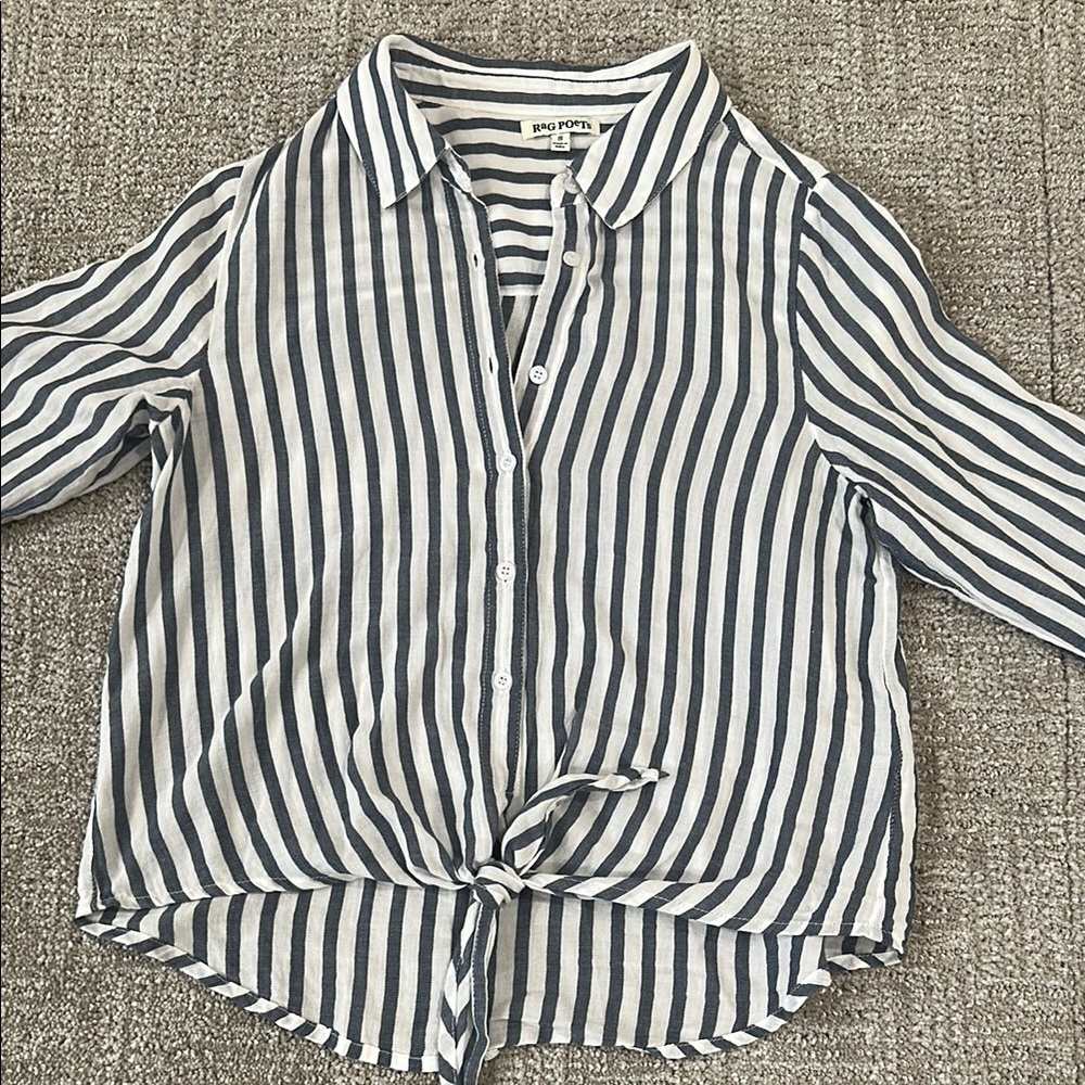 Rag Poets Striped Button-Up Shirt